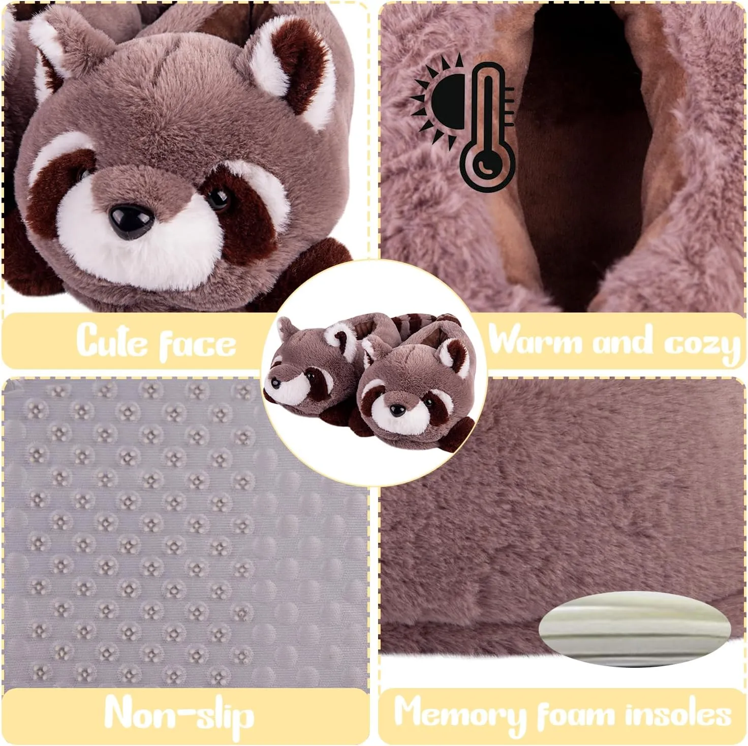 Women's Slippers Cute Wild Animal Slippers Funny Slippers Novelty Fox Cozy Slippers Fuzzy Soft Winter Warm House Shoes