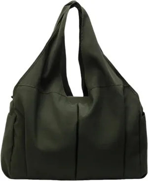 Women's Solid Color Drape Handbag Nylon Shoulder Bag Large Capacity Underarm Bags for Shopping Travel and Sports