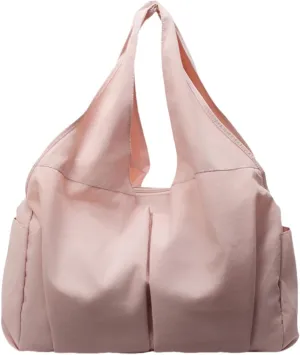 Women's Solid Color Drape Handbag Nylon Shoulder Bag Large Capacity Underarm Bags for Shopping Travel and Sports