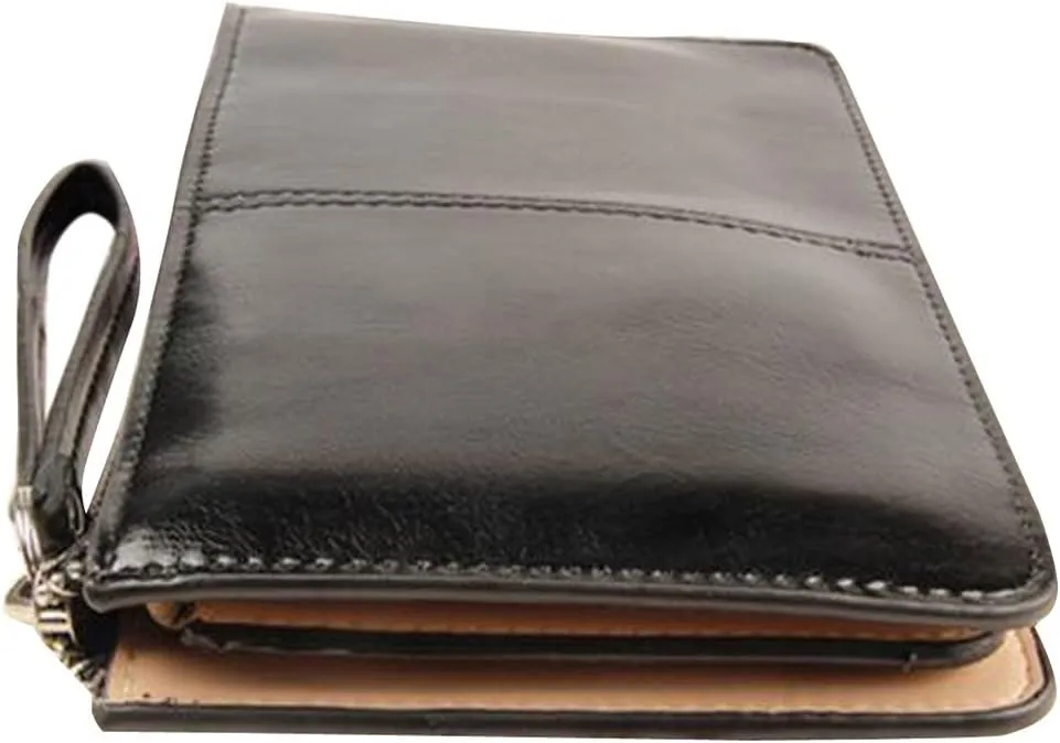 Women's Solid Color PU Leather Wristlet Clutches Purse Wallet Credit ID Cards Holder