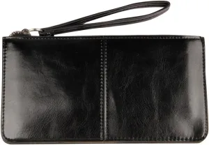 Women's Solid Color PU Leather Wristlet Clutches Purse Wallet Credit ID Cards Holder