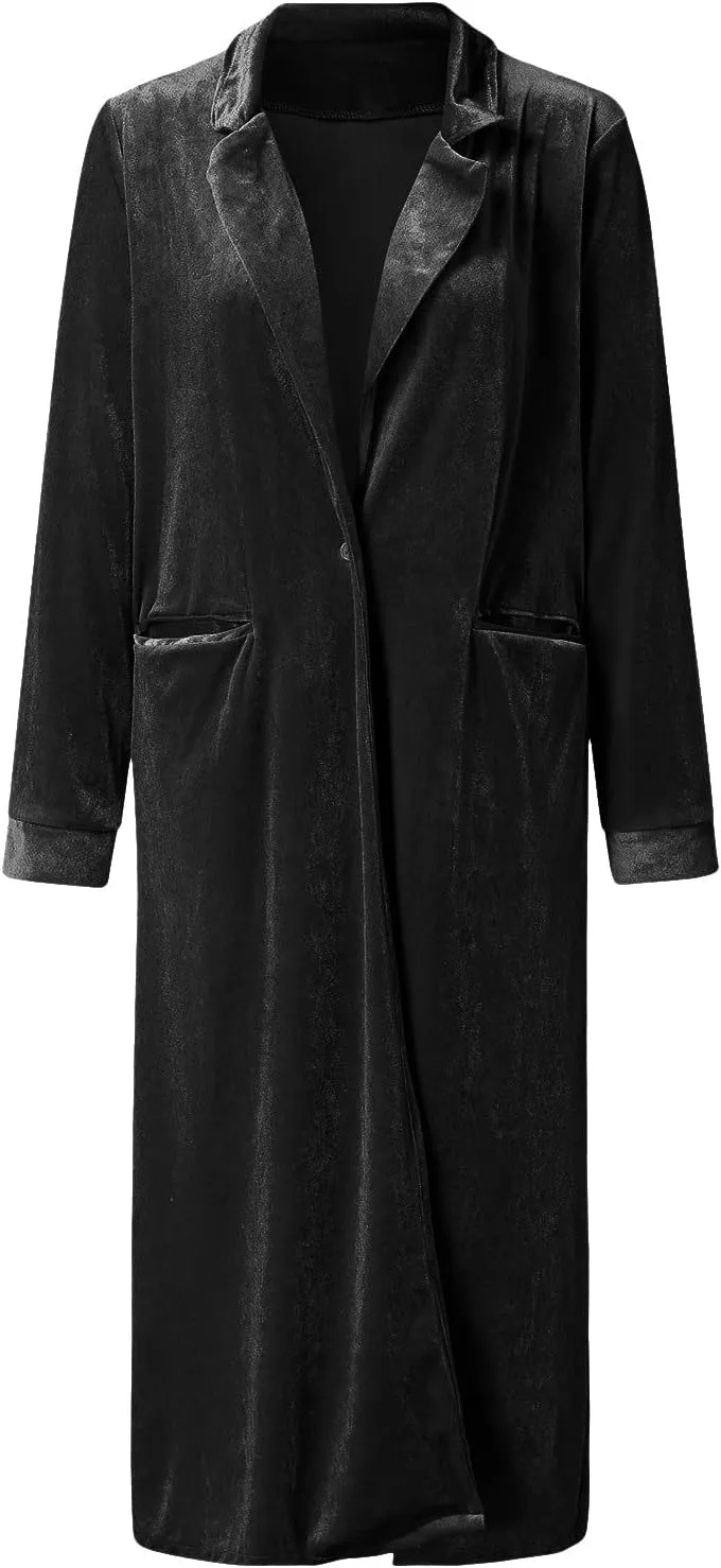 Women's Spring Coat Velvet Loose Elastic Coat Long Outwear Coats Long Casual Coat Business Work Cardigan for Women