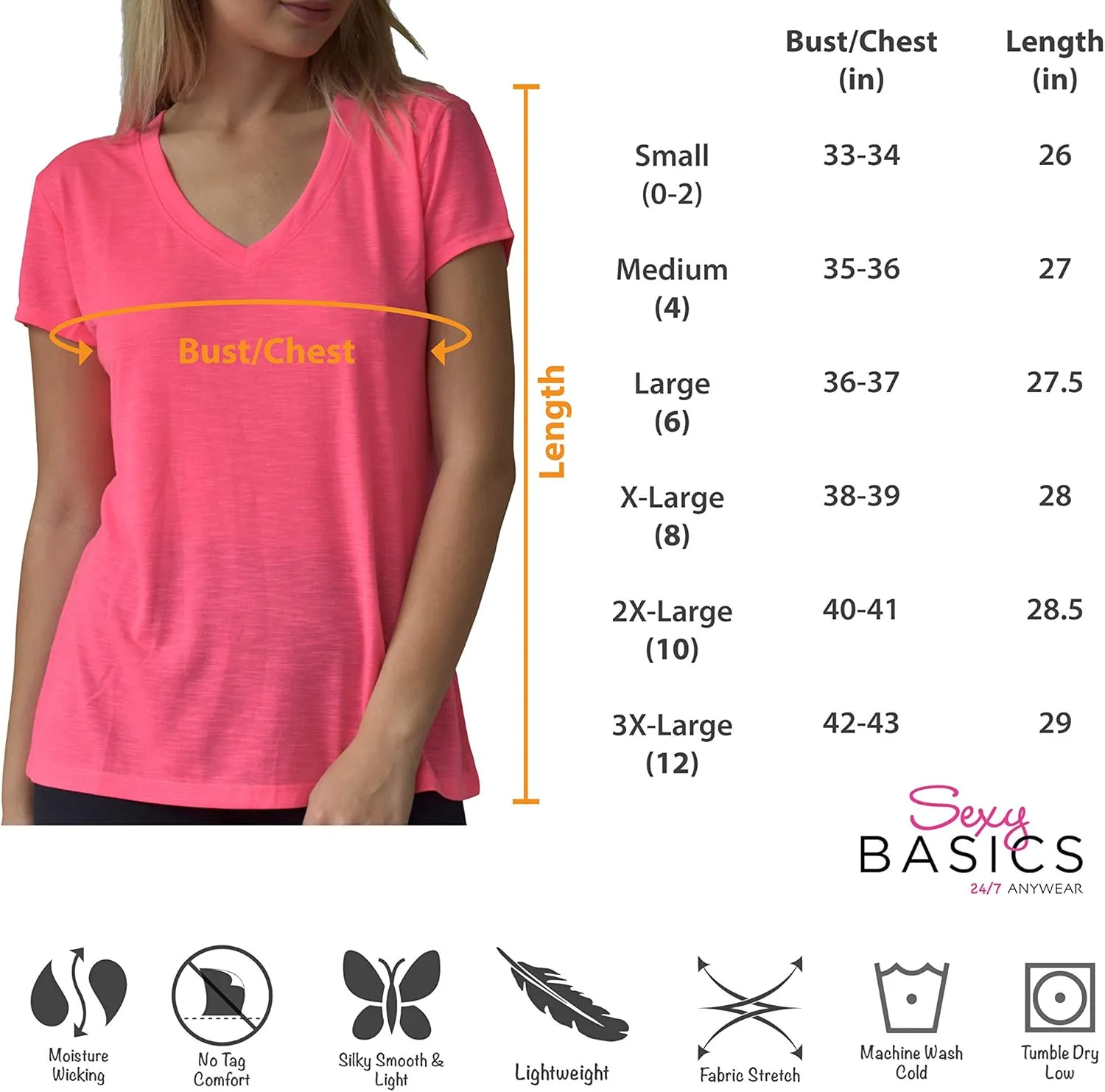 Women's V Neck T Shirts | Short Sleeve Tops | Flowy Slub Burnout Fabric | Active Casual Workout |Multi Packs Colors