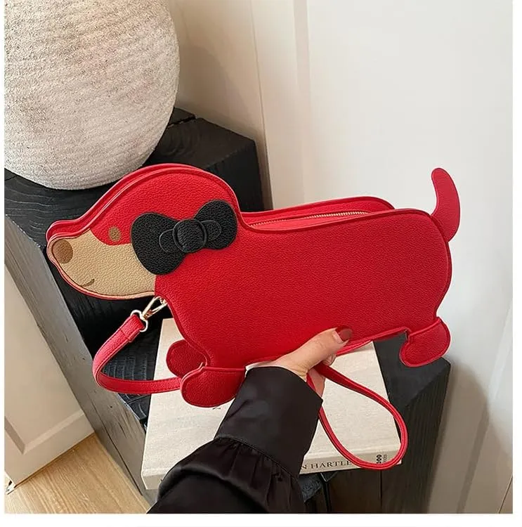 Women'sDog Shaped Crossbody Bag Novelty Animal Purse with Adjustable Strap Small Crossbody Bag
