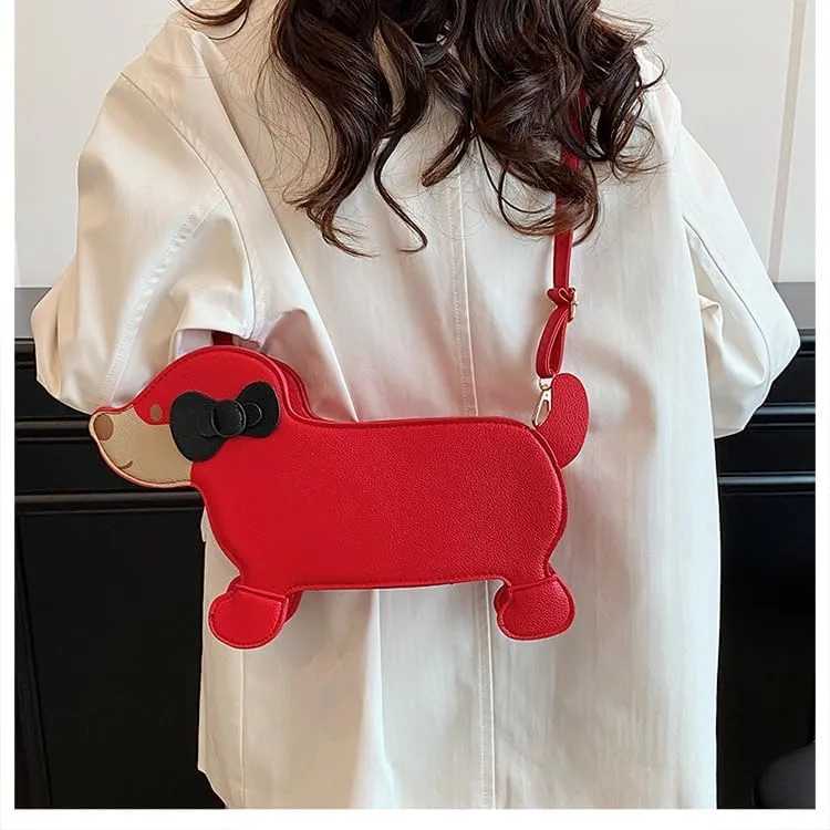 Women'sDog Shaped Crossbody Bag Novelty Animal Purse with Adjustable Strap Small Crossbody Bag