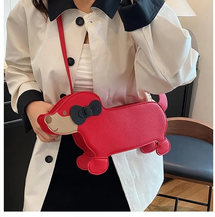 Women'sDog Shaped Crossbody Bag Novelty Animal Purse with Adjustable Strap Small Crossbody Bag