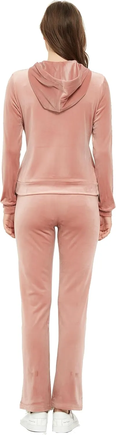Woolicity Womens Sweatsuits Set Velour Tracksuit 2 Piece Outfits Set Zip Up Hoodies and Pants Sportswear Jogging Set
