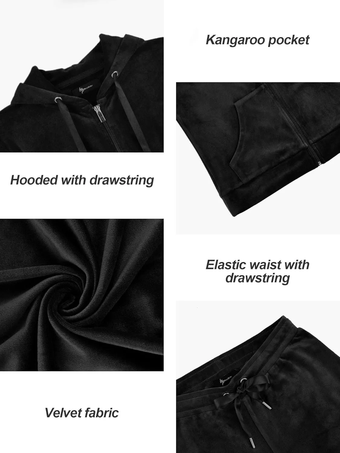 Woolicity Womens Sweatsuits Set Velour Tracksuit 2 Piece Outfits Set Zip Up Hoodies and Pants Sportswear Jogging Set