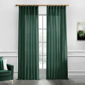 XTMYI Emerald Dark Green Curtains for Living Room 84 Inches Long 2 Panels Set Linen Rod Pocket Back Tab Hooks Pleated Hunter Green Vintage Retro Curtains for Bedroom Decor Dining Room