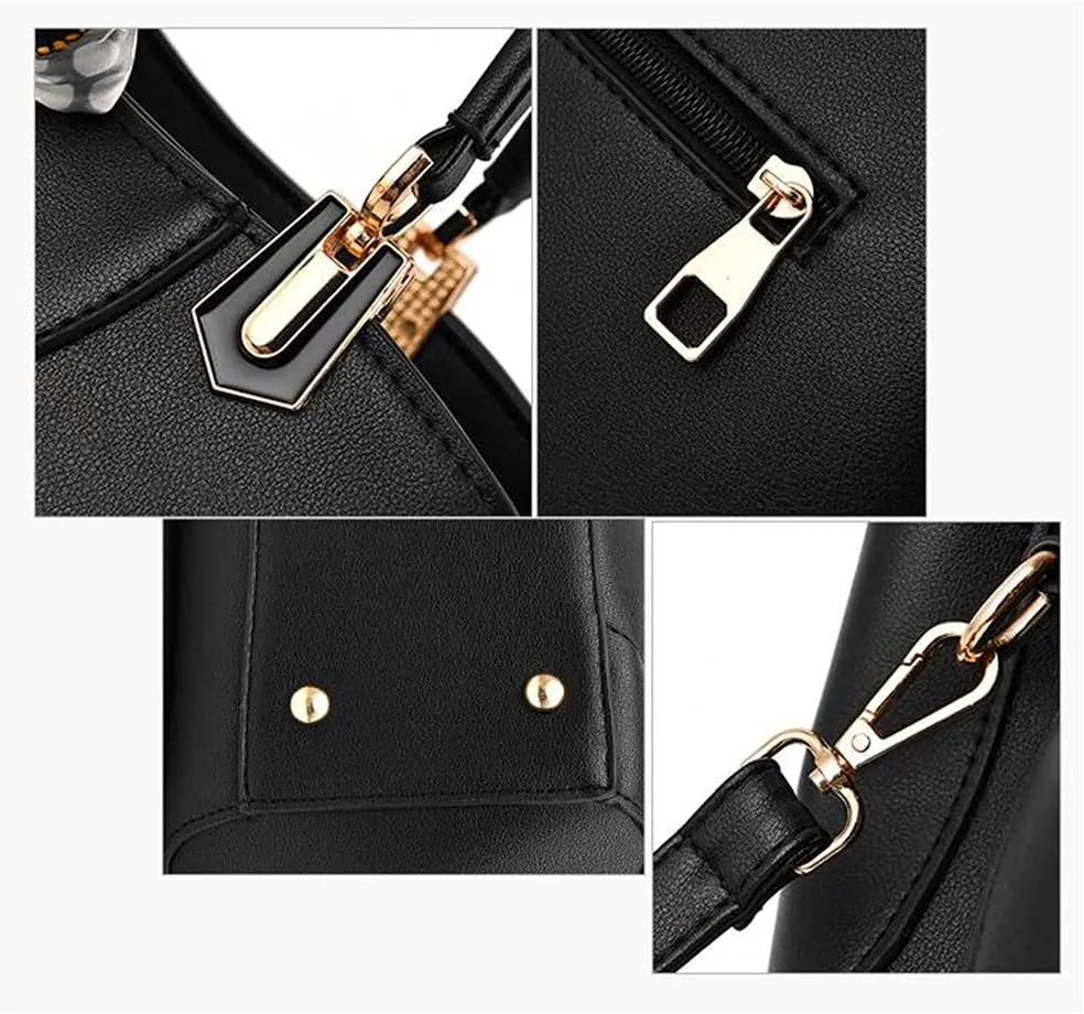 YAQUNICER Women Soft Synthetic PU Leather Simple Fashion Diagonal Tote Satchel Clutches Shoulder Crossbody Handbag