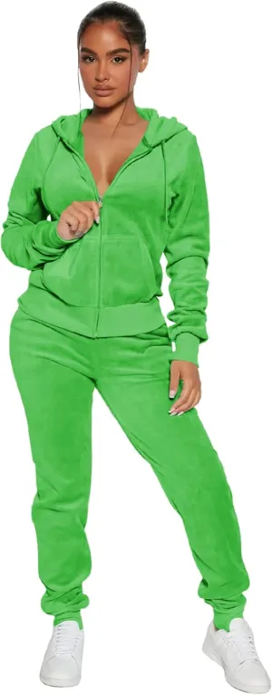 yidengymx Womens 2 Piece Velour Tracksuit Two Piece Soft Velvet Hooded Outfits for Women