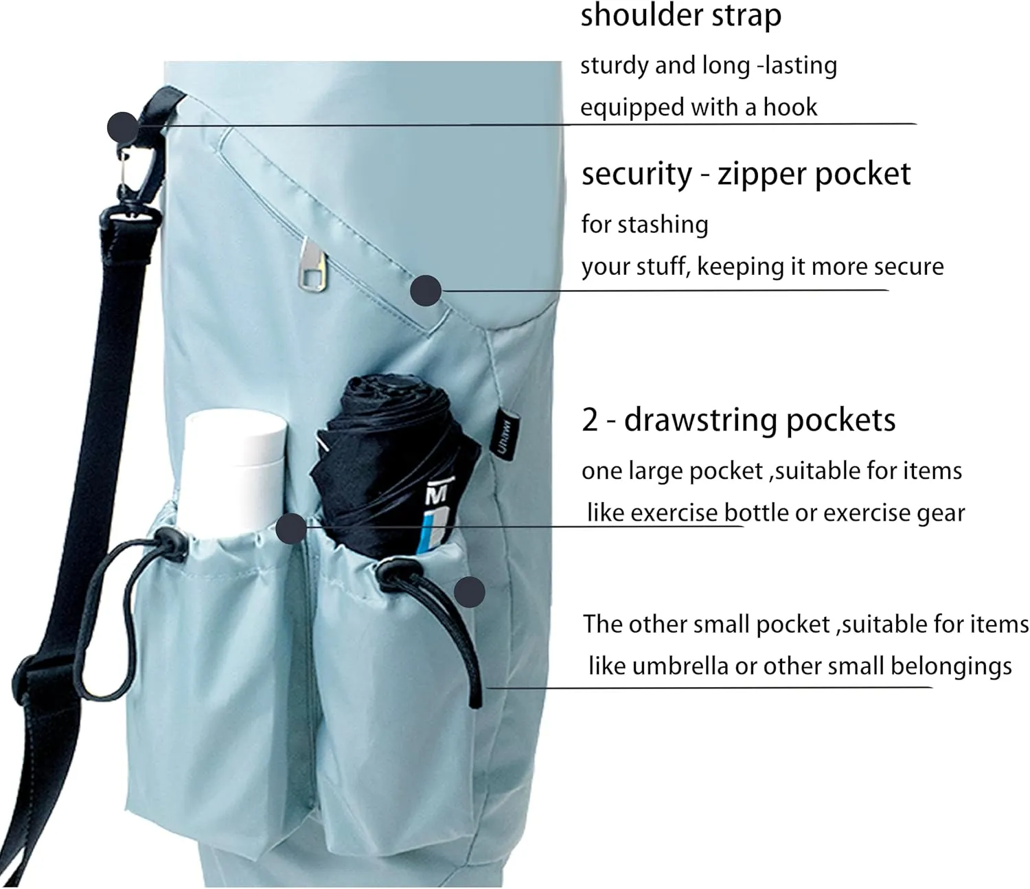 Yoga Mat Bag, with Water Bottle Pocket and Big Wet Pocket & Yoga strap & Large Capacity, Stylish & Functional Fitness Mat And Essential items for Women & Men