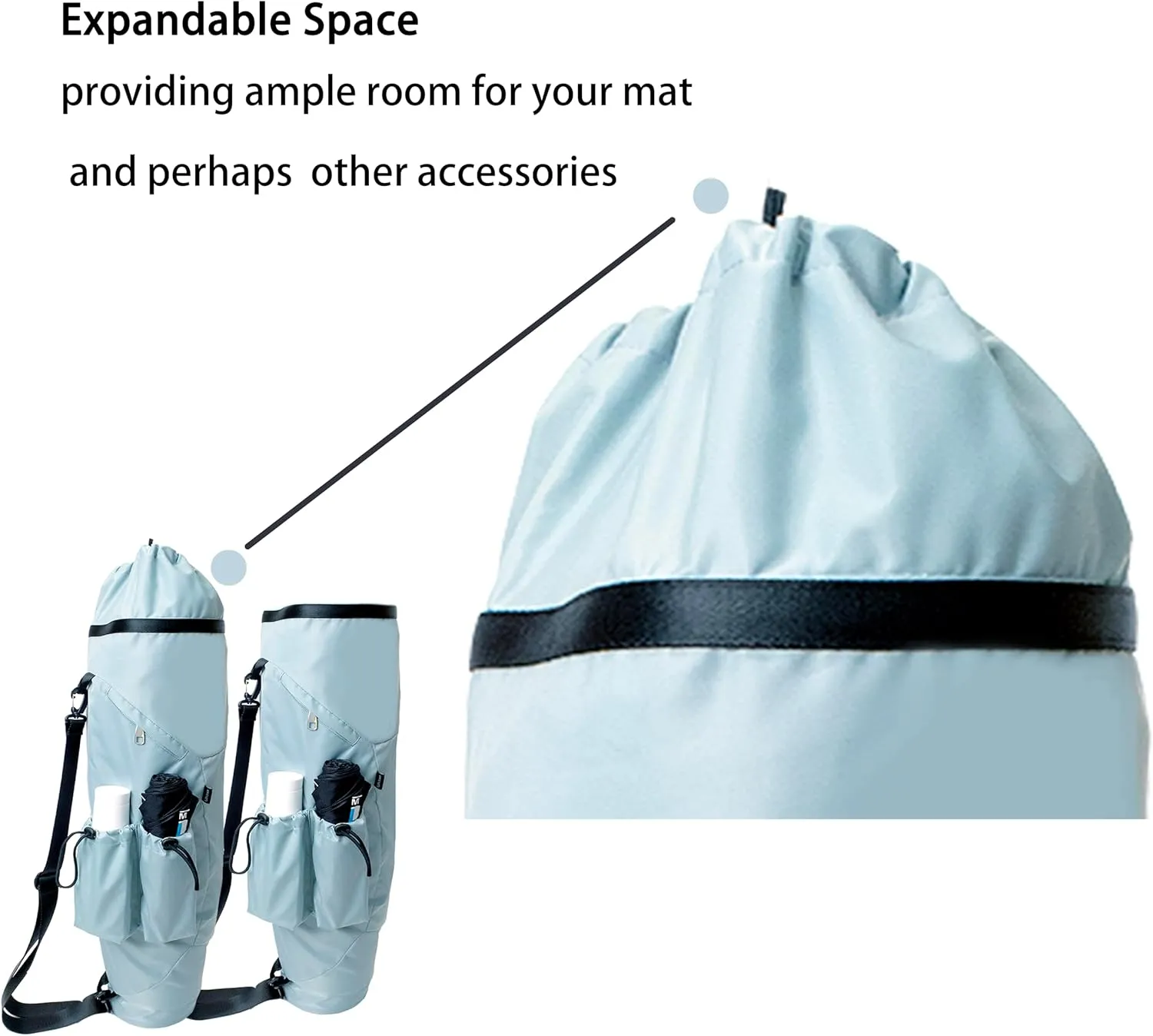 Yoga Mat Bag, with Water Bottle Pocket and Big Wet Pocket & Yoga strap & Large Capacity, Stylish & Functional Fitness Mat And Essential items for Women & Men