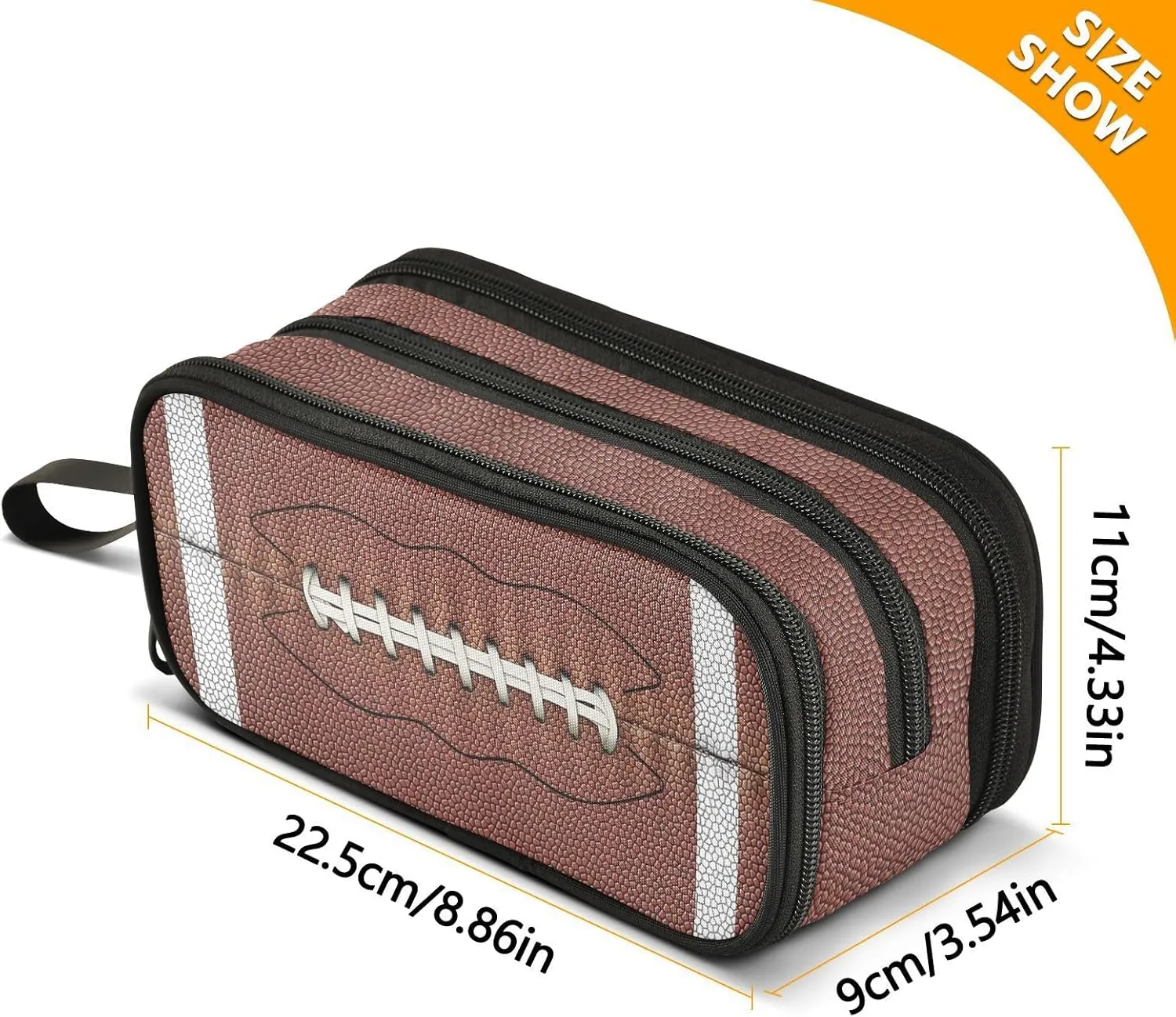 ZAZYXTJ American Football Large Capacity Pencil Case 3 Compartment Pen Pouch Storage Canvas Makeup Bag for School Office Teen Girl Boy Men Women