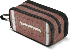 ZAZYXTJ American Football Large Capacity Pencil Case 3 Compartment Pen Pouch Storage Canvas Makeup Bag for School Office Teen Girl Boy Men Women
