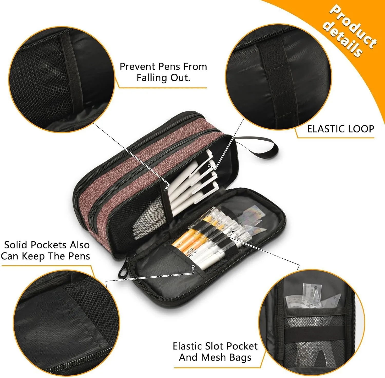 ZAZYXTJ American Football Large Capacity Pencil Case 3 Compartment Pen Pouch Storage Canvas Makeup Bag for School Office Teen Girl Boy Men Women