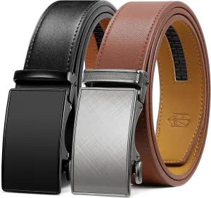 Zitahli Ratchet Belt for Men - 2 Packs Leather Mens belt For Gift Men Dress and Casual,Trim to Fit