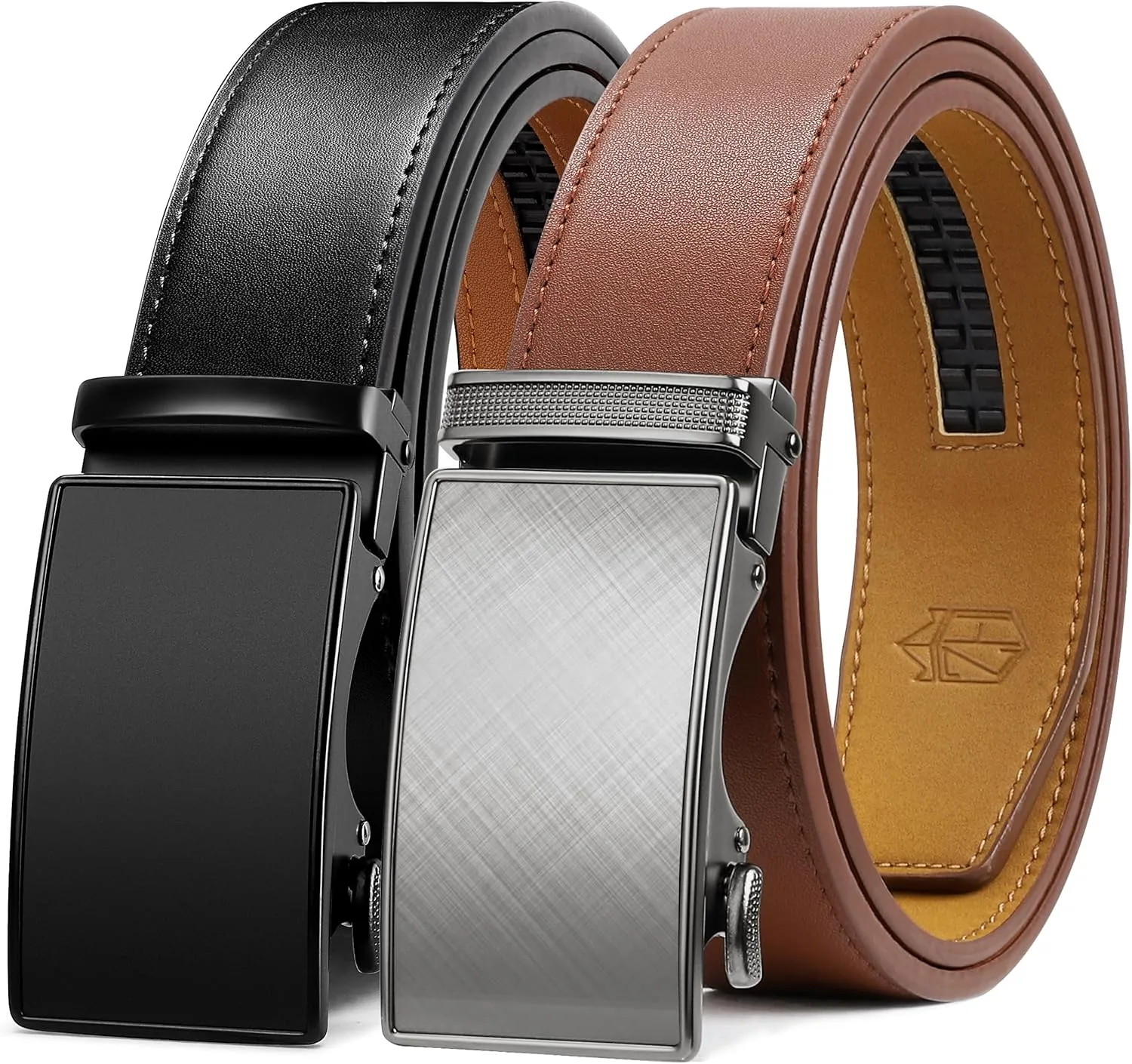 Zitahli Ratchet Belt for Men - 2 Packs Leather Mens belt For Gift Men Dress and Casual,Trim to Fit