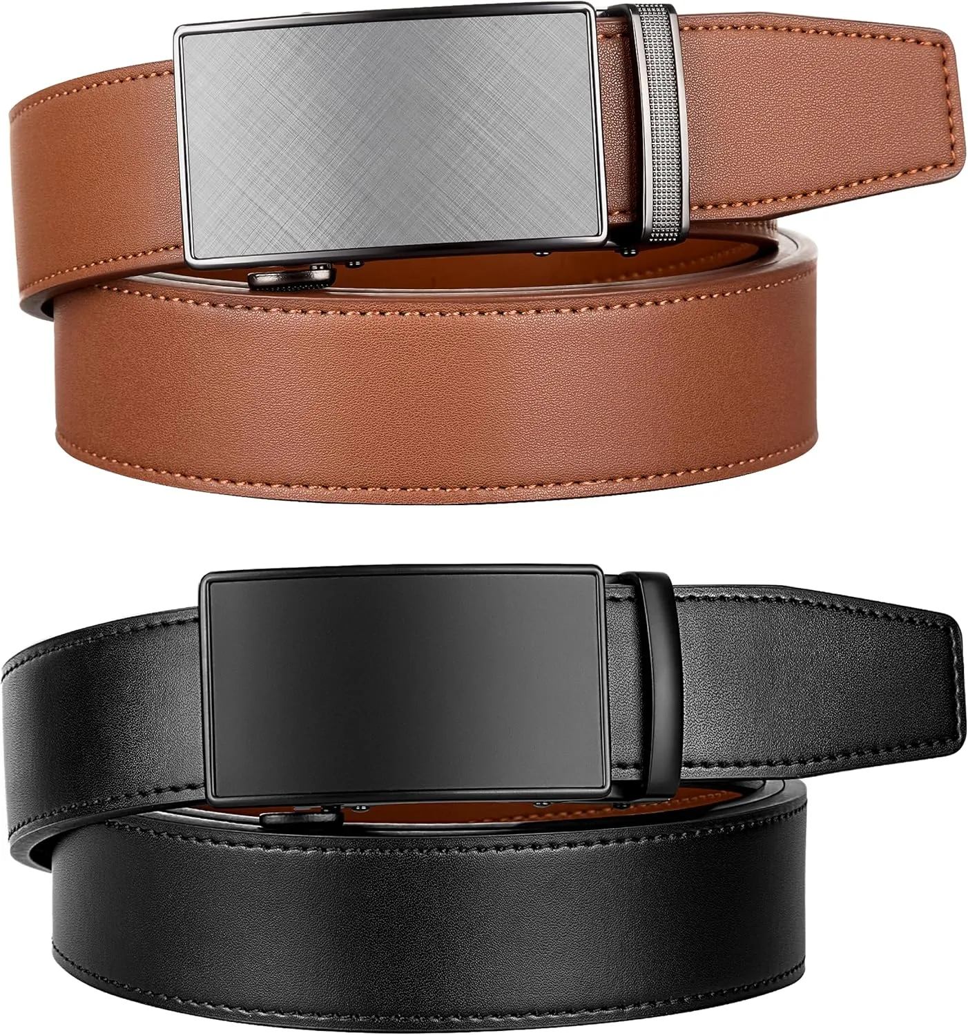 Zitahli Ratchet Belt for Men - 2 Packs Leather Mens belt For Gift Men Dress and Casual,Trim to Fit