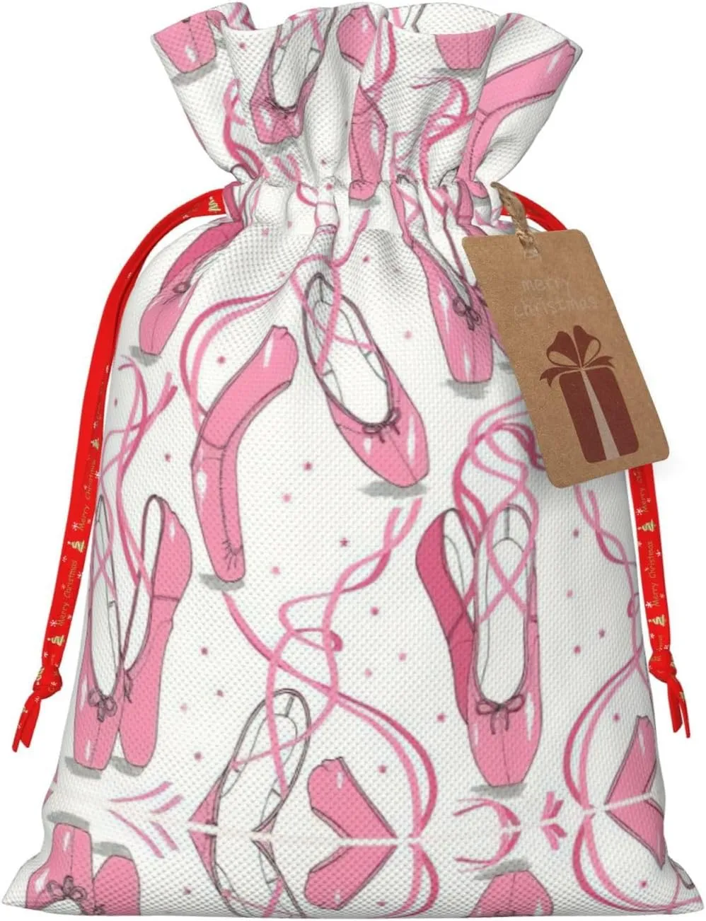 zkyfll Pink Ballet Shoes Christmas Drawstring Gifts Bags Xmas Gifts Bags birthdays Party gifts-wrapping