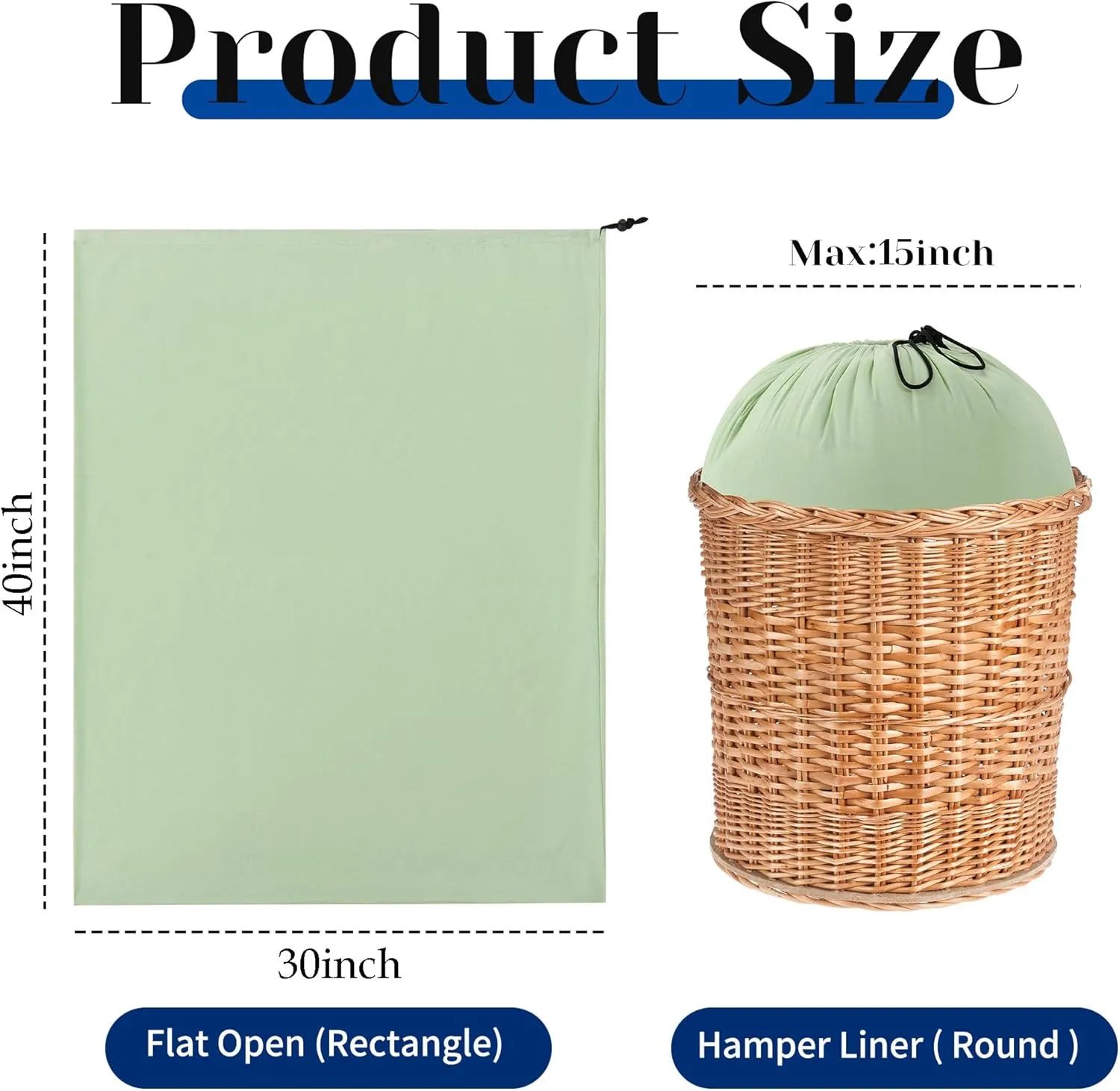 ZPECC Travel Laundry Bag 12 Pack,Bulk Extra Large Heavy Duty Bags, Durable Dirty Clothes Organizer With Drawstring, Fit a Basket or Hamper (40" X 30",Sage Green)