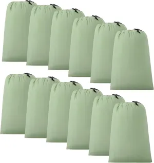 ZPECC Travel Laundry Bag 12 Pack,Bulk Extra Large Heavy Duty Bags, Durable Dirty Clothes Organizer With Drawstring, Fit a Basket or Hamper (40" X 30",Sage Green)