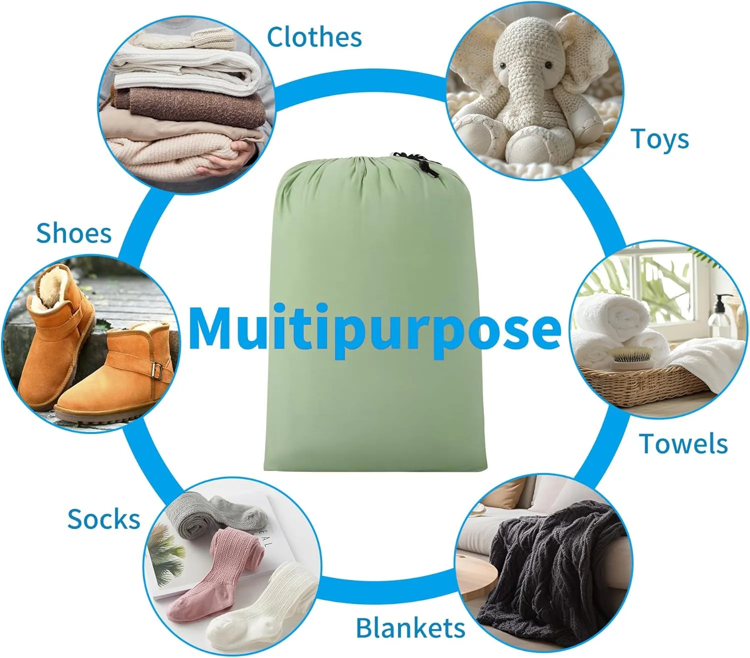 ZPECC Travel Laundry Bag 12 Pack,Bulk Extra Large Heavy Duty Bags, Durable Dirty Clothes Organizer With Drawstring, Fit a Basket or Hamper (40" X 30",Sage Green)