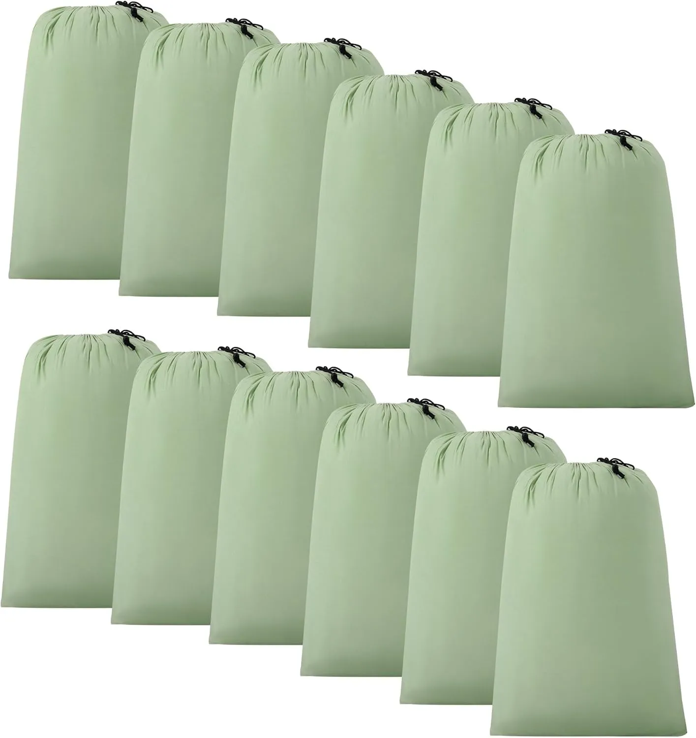 ZPECC Travel Laundry Bag 12 Pack,Bulk Extra Large Heavy Duty Bags, Durable Dirty Clothes Organizer With Drawstring, Fit a Basket or Hamper (40" X 30",Sage Green)